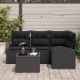 Conjunto de sofá de jardín con cojín 5 pcs Negro Poliratán