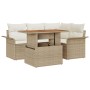 Juego de comedor de jardín de 5 piezas con cojines Beige Polirratán Acacia von , Outdoor-Sofas - Ref: Foro24-3349329, Preis: ...