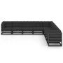 Set de muebles de jardín 9 pzas con cojines madera pino negro de vidaXL, Conjuntos de jardín - Ref: Foro24-3076898, Precio: 1...