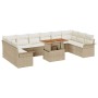 Conjunto de Comedor de Jardín de 11 Piezas con Cojines Ratán Beige Acacia by , Outdoor sofas - Ref: Foro24-3349385, Price: 74...