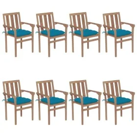 Stapelbare Gartenstühle 8 Stück aus massivem Teakholz mit Kissen von vidaXL, Gartenstühle - Ref: Foro24-3073452, Preis: 1,00 ...