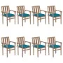 Stackable garden chairs 8 pcs solid teak wood with cushions by vidaXL, Garden chairs - Ref: Foro24-3073452, Price: 1,00 €, Di...