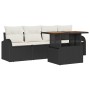 Juego de comedor de jardín de 5 piezas con cojines negros de poliratán y acacia by , Outdoor sofas - Ref: Foro24-3349515, Pri...