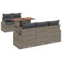 Conjunto de Comedor de Jardín de 6 Piezas con Cojines Gris Ratan Poliéster y Acacia by , Outdoor sofas - Ref: Foro24-3349523,...