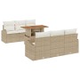 Set de Comedor de Jardín de 7 Piezas con Cojines Beige de Ratán by , Outdoor sofas - Ref: Foro24-3349532, Price: 537,59 €, Di...