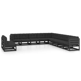 11-piece garden furniture set with black pine wood cushions by vidaXL, Garden sets - Ref: Foro24-3076928, Price: 1,00 €, Disc...