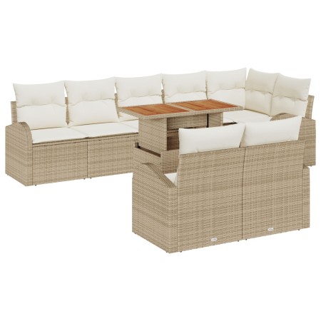 Juego de Comedor para Jardín de 9 Piezas con Cojines Beige Poliratán Acacia by , Outdoor sofas - Ref: Foro24-3349602, Price: ...