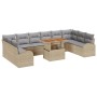 Juego de comedor de jardín de 11 piezas con cojines Beige Ratán Poliéster Acacia von , Outdoor-Sofas - Ref: Foro24-3349636, P...