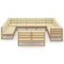 Set de muebles de jardín 12 pzs cojines madera pino marrón miel de vidaXL, Conjuntos de jardín - Ref: Foro24-3076947, Precio:...