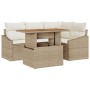 Juego de Comedor de Jardín de 5 Piezas con Cojines Beige de Ratán Poliéster Acacia de , Sofás de exterior - Ref: Foro24-33498...