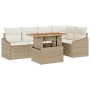Conjunto de Comedor de Jardín de 6 Piezas con Cojines Beige de Ratán von , Outdoor-Sofas - Ref: Foro24-3349840, Preis: 445,06...