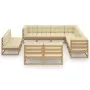 Set de muebles de jardín 11 pzs cojines madera pino marrón miel de vidaXL, Conjuntos de jardín - Ref: Foro24-3076937, Precio:...