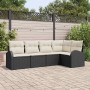 Conjunto de sofá de jardín con cojín 5 pcs Negro Poliratán