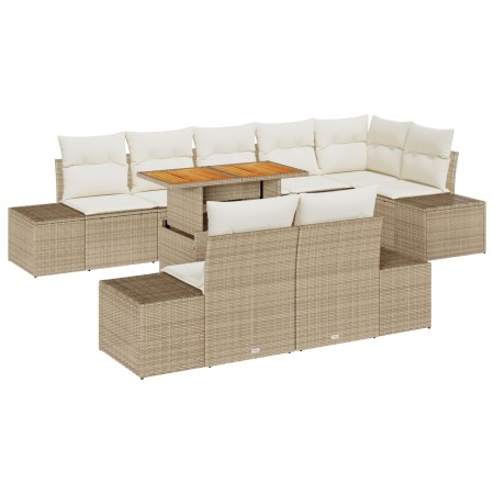 Conjunto de Comedor de Jardín de 9 Piezas con Cojines Beige de Ratán Poliéster y Acacia | Foro24.es | Tu tienda online para hogar, jardín y más Foro24.es