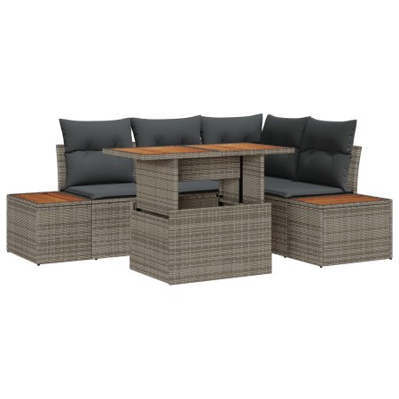 Conjunto de Comedor Jardín de 5 Piezas con Cojines Gris Ratán de Poliéster Acacia by , Outdoor sofas - Ref: Foro24-3350066, P...