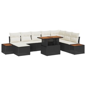 Conjunto de Comedor de Jardín de 9 Piezas con Cojines de Ratán Negro y Acacia by , Outdoor sofas - Ref: Foro24-3350094, Price...