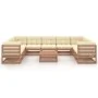 Muebles de jardín 10 pzas y cojines marrón miel madera de pino de vidaXL, Conjuntos de jardín - Ref: Foro24-3078147, Precio: ...