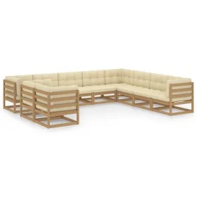 Garden furniture set 10 pieces honey brown pine wood cushions by vidaXL, Garden sets - Ref: Foro24-3076977, Price: 1,00 €, Di...