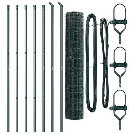 Cerca Euro de con 7 postes de 1.5x10 m de acero galvanizado verde de , Paneles de vallas - Ref: Foro24-3350277, Precio: 108,3...