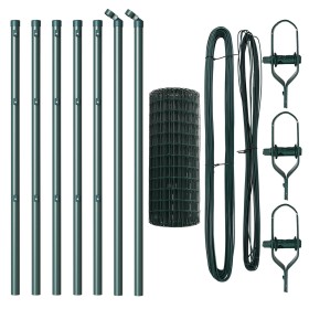Cerca Euro con 7 Postes 0.6x10 m de Acero Galvanizado Verde by , fence panels - Ref: Foro24-3350304, Price: 57,14 €, Discount: %