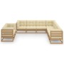 Garden furniture set 9 pcs honey brown pine wood cushions by vidaXL, Garden sets - Ref: Foro24-3076967, Price: 1,00 €, Discou...