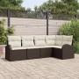 Conjunto de sofá de jardín con cojín 5 pcs Marrón Poliratán