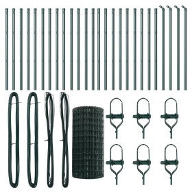 Cerca Euro de con 13 Postes 0.4x50 m de Acero Galvanizado Verde by , fence panels - Ref: Foro24-3350336, Price: 182,92 €, Dis...