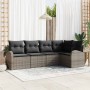 Conjunto de sofá de jardín con cojín 5 pcs Gris Poliratán