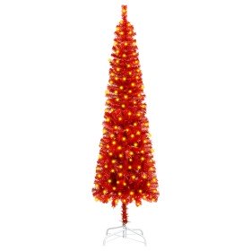 Árbol de Navidad estrecho con LEDs rojo 180 cm