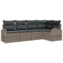 Conjunto de sofá de jardín con cojín 5 pcs Gris Poliratán