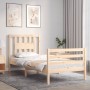Bed frame with solid wood headboard 90x200 cm by vidaXL, Beds and slatted bases - Ref: Foro24-3194556, Price: 92,06 €, Discou...