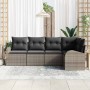 Conjunto de sofá de jardín con cojín 5 pcs Gris Poliratán