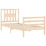 Bed frame with solid wood headboard 90x200 cm by vidaXL, Beds and slatted bases - Ref: Foro24-3194556, Price: 92,06 €, Discou...