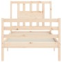 Bed frame with solid wood headboard 90x200 cm by vidaXL, Beds and slatted bases - Ref: Foro24-3194556, Price: 92,06 €, Discou...