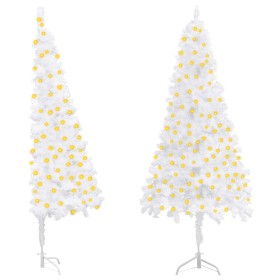 Árbol de Navidad artificial de esquina con LED PVC blanco 180cm