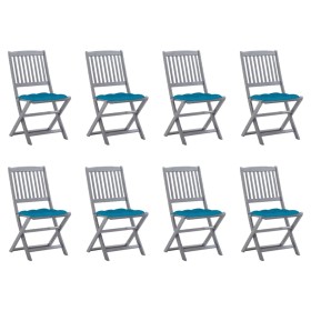 8 pcs folding garden chairs and solid acacia wood cushions by vidaXL, Garden chairs - Ref: Foro24-3078309, Price: 412,04 €, D...
