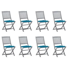 8 pcs folding garden chairs and solid acacia wood cushions by vidaXL, Garden chairs - Ref: Foro24-3078309, Price: 405,02 €, D...