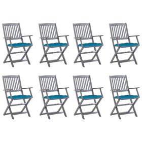 8 pcs folding garden chairs and solid acacia wood cushions by vidaXL, Garden chairs - Ref: Foro24-3078281, Price: 369,86 €, D...