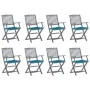 8 pcs folding garden chairs and solid acacia wood cushions by vidaXL, Garden chairs - Ref: Foro24-3078281, Price: 364,68 €, D...