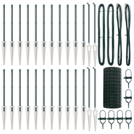 Cerca Euro con 13 Postes de Piquete 0.4x50 m de Acero Galvanizado Verde by , fence panels - Ref: Foro24-3350609, Price: 274,9...