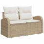 Conjunto de sofá de jardín con cojín 5 pcs Beige Poliratán