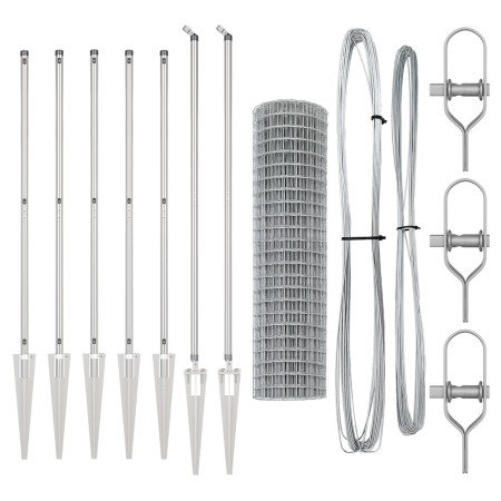 Cerca Euro de  con 7 Postes de Púas 1.4x10 m Acero Galvanizado | Foro24.es | Tu tienda online para hogar, jardín y más Foro24.es