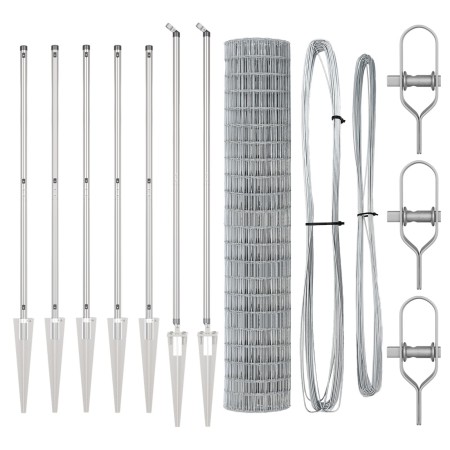 Cerca Euro con 7 postes con pinchos 1.5x10 m acero galvanizado de , Paneles de vallas - Ref: Foro24-3350730, Precio: 168,89 €...