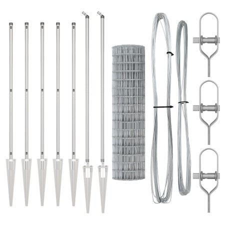 Cerca Euro  con 7 Postes de Espiga 1.2x10 m Acero Galvanizado | Foro24.es | Tu tienda online para hogar, jardín y más Foro24.es