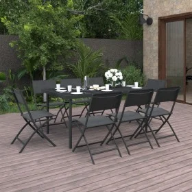 Juego de comedor para jardín 9 piezas acero de vidaXL, Conjuntos de jardín - Ref: Foro24-3073506, Precio: 459,32 €, Descuento: %