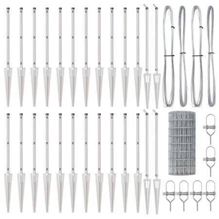 Cerca Euro con 13 postes de espiga 0.4x50 m de acero galvanizado by , fence panels - Ref: Foro24-3350782, Price: 311,21 €, Di...