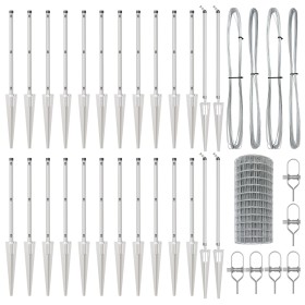 Cerca Euro con 13 Postes de Púa 0.4x50 m Acero Galvanizado by , fence panels - Ref: Foro24-3350784, Price: 297,42 €, Discount: %