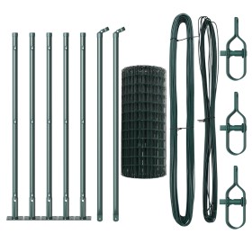 Valla Euro con 7 postes flanged 0.4x10 m de acero galvanizado by , fence panels - Ref: Foro24-3350801, Price: 66,77 €, Discou...