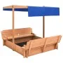 Arenero con techo de madera de abeto 112x112x112 cm de vidaXL, Cajones de arena - Ref: Foro24-316474, Precio: 176,72 €, Descu...