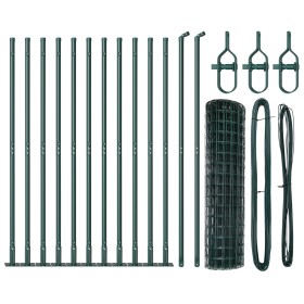 Cerca Europea con 13 Postes Flangados 0.8x25 m de Acero Galvanizado de , Paneles de vallas - Ref: Foro24-3350853, Precio: 175...